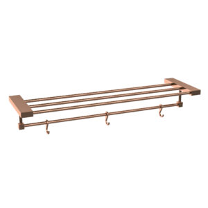 Towel Rack-Rectangular (with Lower Rail & 3 Hooks)