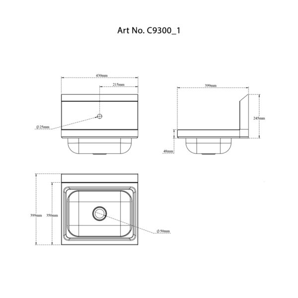 Wall Mount Commercial Kitchen Sink  Single/ Double  Hole